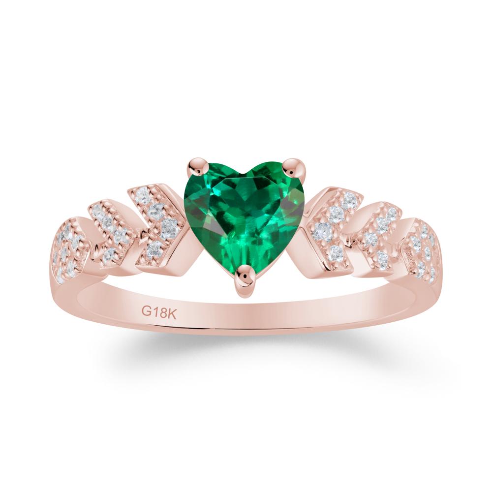 Cupid Inspired Heart Emerald Wedding Ring - LUO Jewelry #metal_18k rose gold