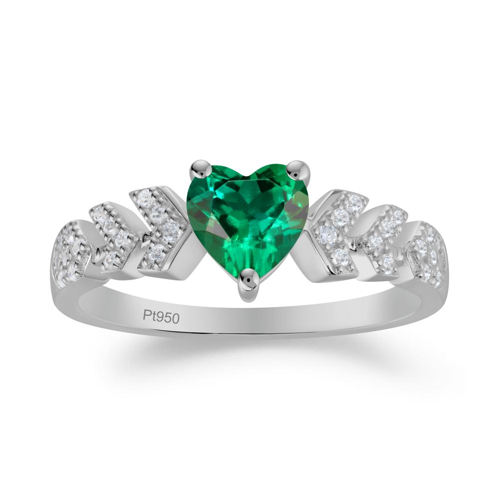 Cupid Inspired Heart Emerald Wedding Ring - LUO Jewelry #metal_platinum