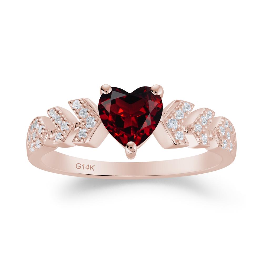 Cupid Arrow Heart Garnet Promise Ring - LUO Jewelry #metal_14k rose gold