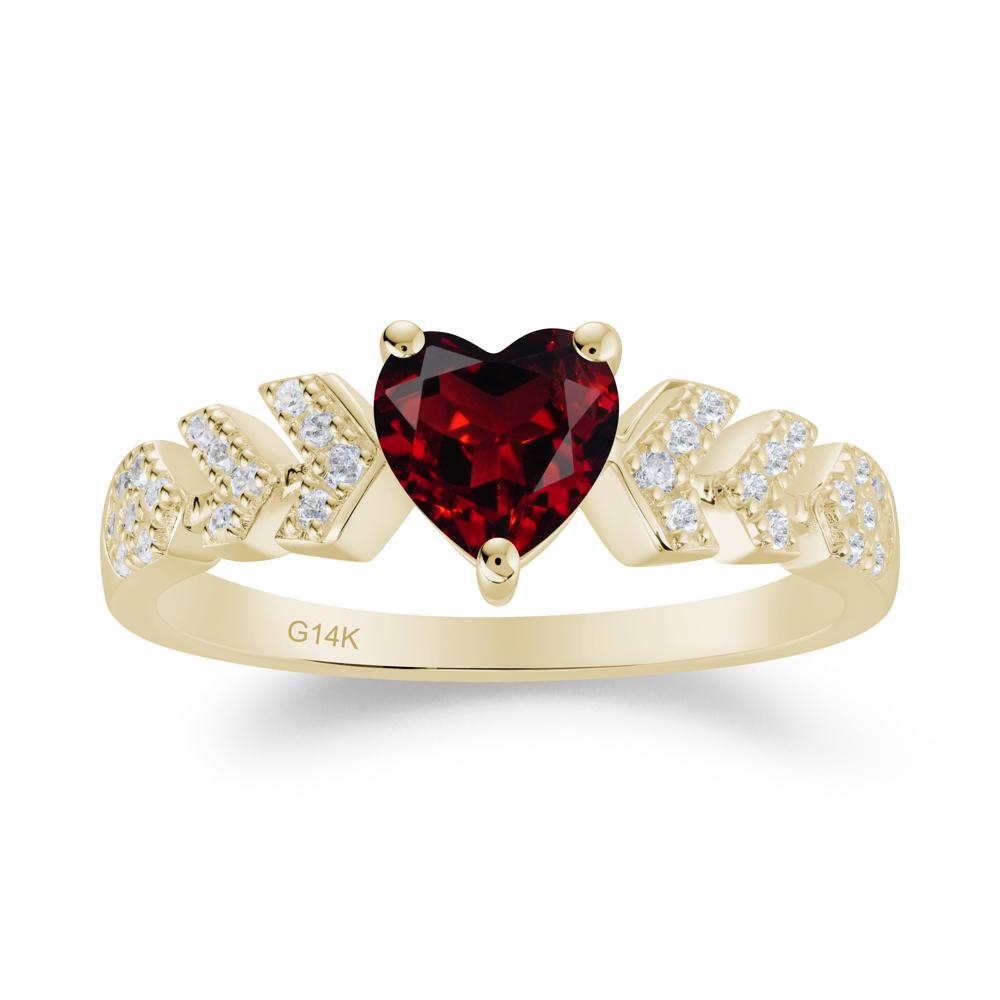 Cupid Arrow Heart Garnet Promise Ring - LUO Jewelry #metal_14k yellow gold