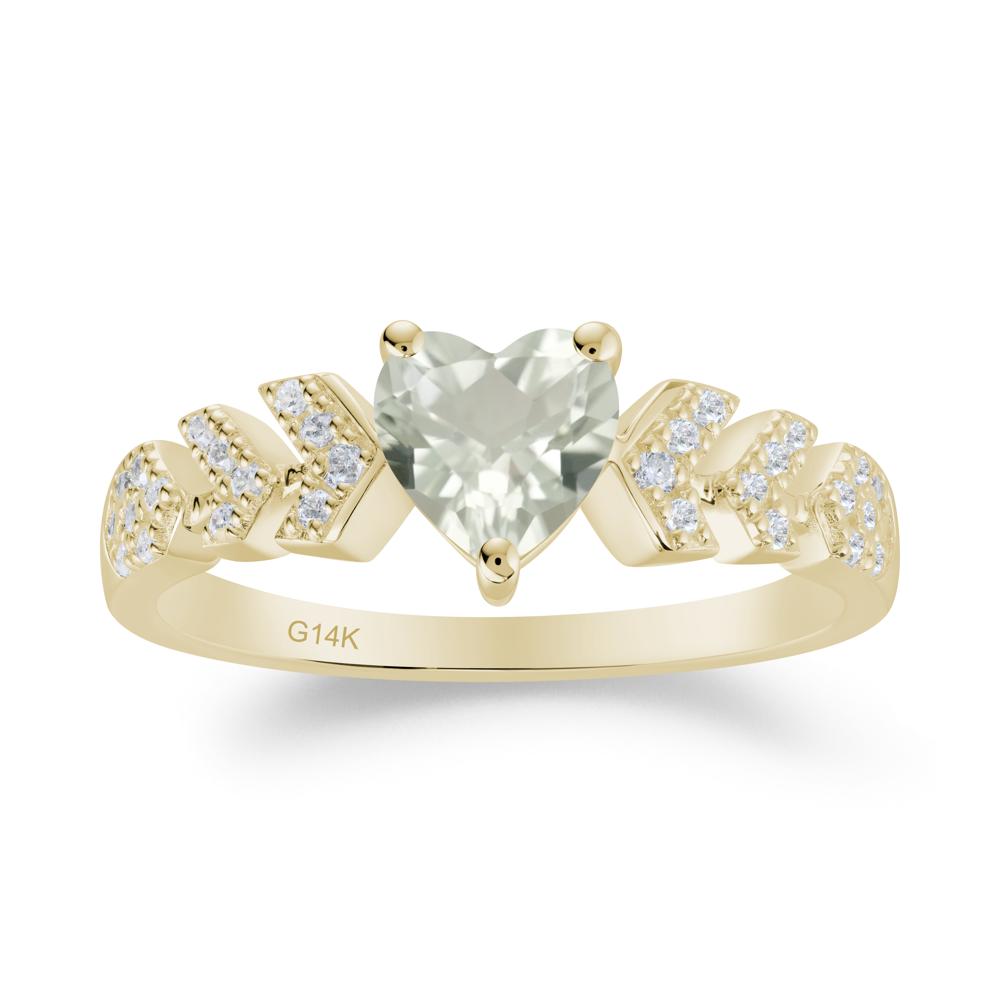 Cupid Arrow Heart Green Amethyst Promise Ring - LUO Jewelry #metal_14k yellow gold