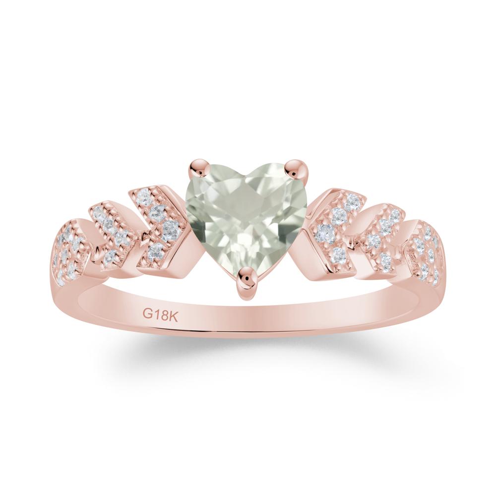 Cupid Arrow Heart Green Amethyst Promise Ring - LUO Jewelry #metal_18k rose gold