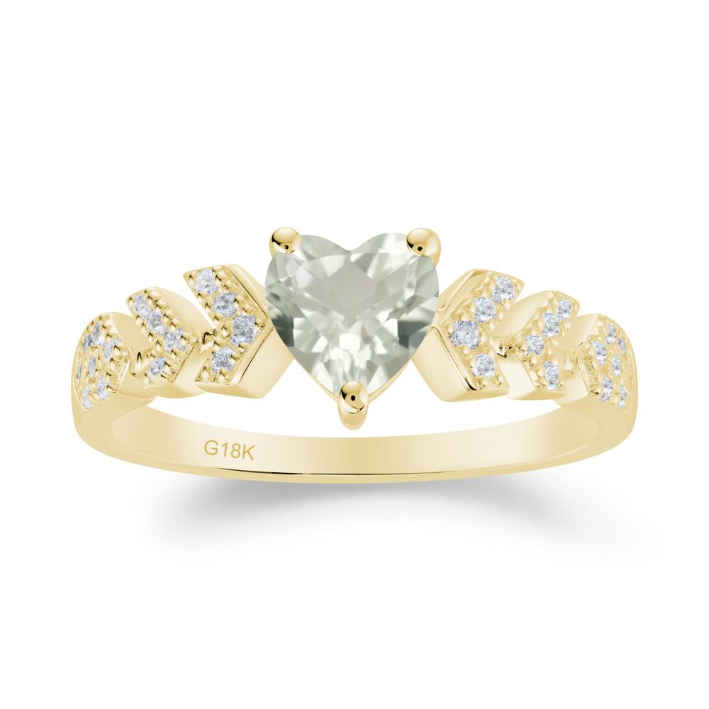 Cupid Arrow Heart Green Amethyst Promise Ring - LUO Jewelry #metal_18k yellow gold