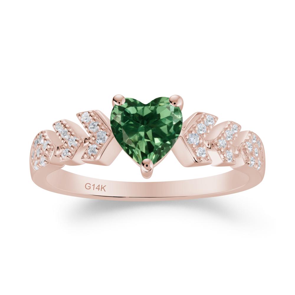 Romantic Heart Cut Green Sapphire Statement Ring - LUO Jewelry #metal_14k rose gold