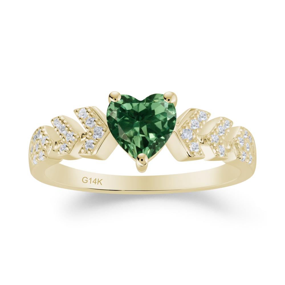 Romantic Heart Cut Green Sapphire Statement Ring - LUO Jewelry #metal_14k yellow gold