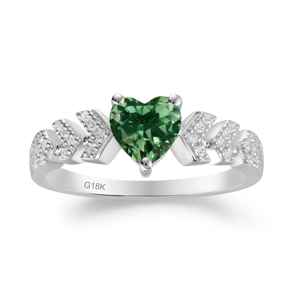 Romantic Heart Cut Green Sapphire Statement Ring - LUO Jewelry #metal_18k white gold