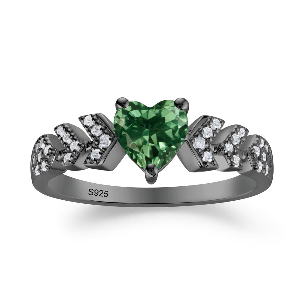 Romantic Heart Cut Green Sapphire Statement Ring - LUO Jewelry #metal_black finish sterling silver