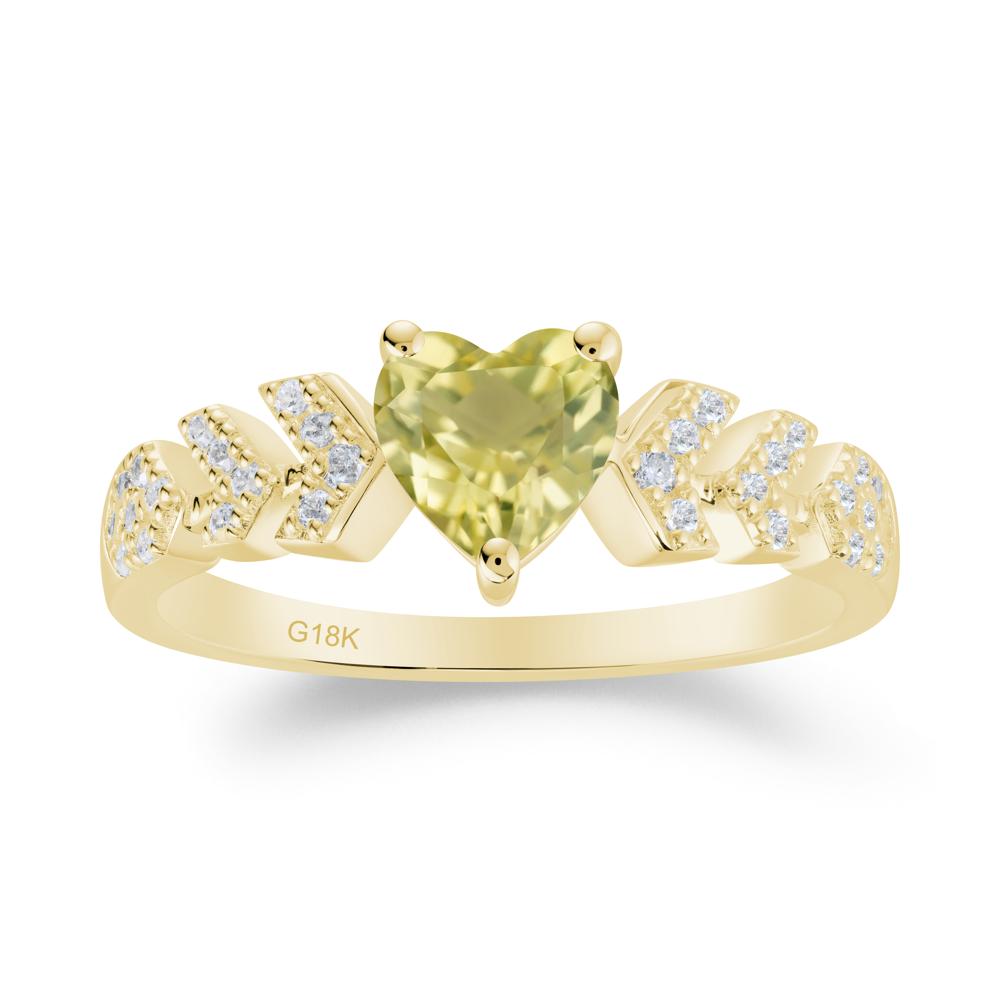 Cupid Inspired Heart Lemon Quartz Wedding Ring - LUO Jewelry #metal_18k yellow gold