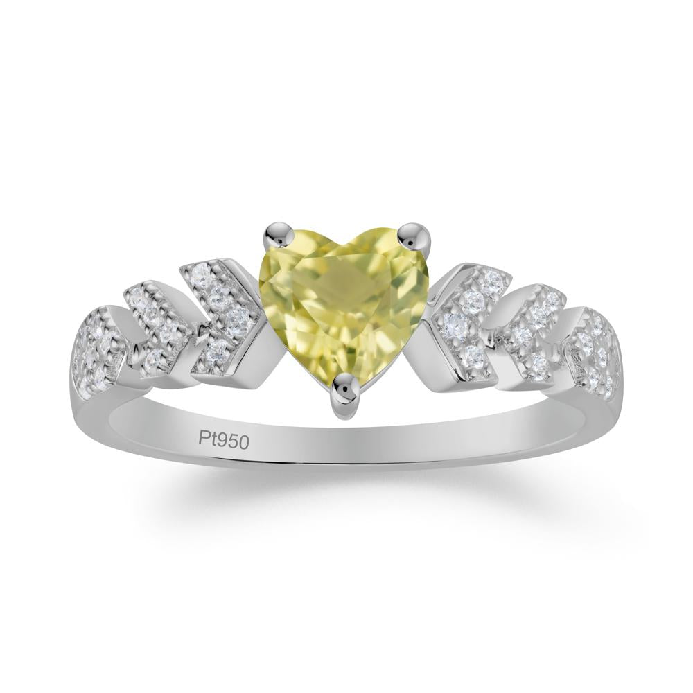Cupid Inspired Heart Lemon Quartz Wedding Ring - LUO Jewelry #metal_platinum