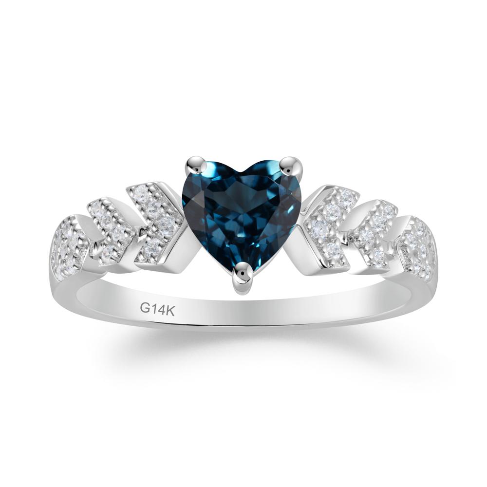 Cupid Arrow Heart London Blue Topaz Promise Ring - LUO Jewelry #metal_14k white gold