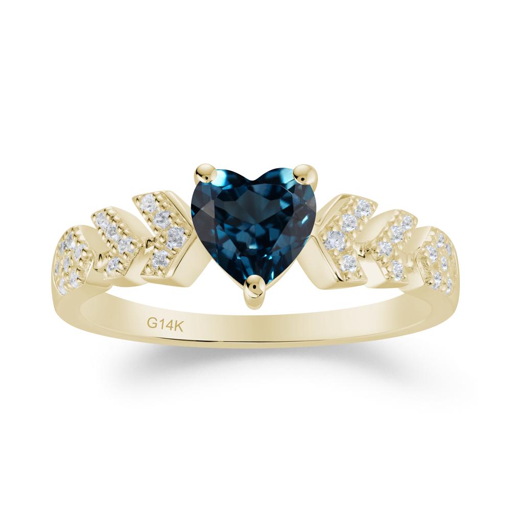 Cupid Arrow Heart London Blue Topaz Promise Ring - LUO Jewelry #metal_14k yellow gold