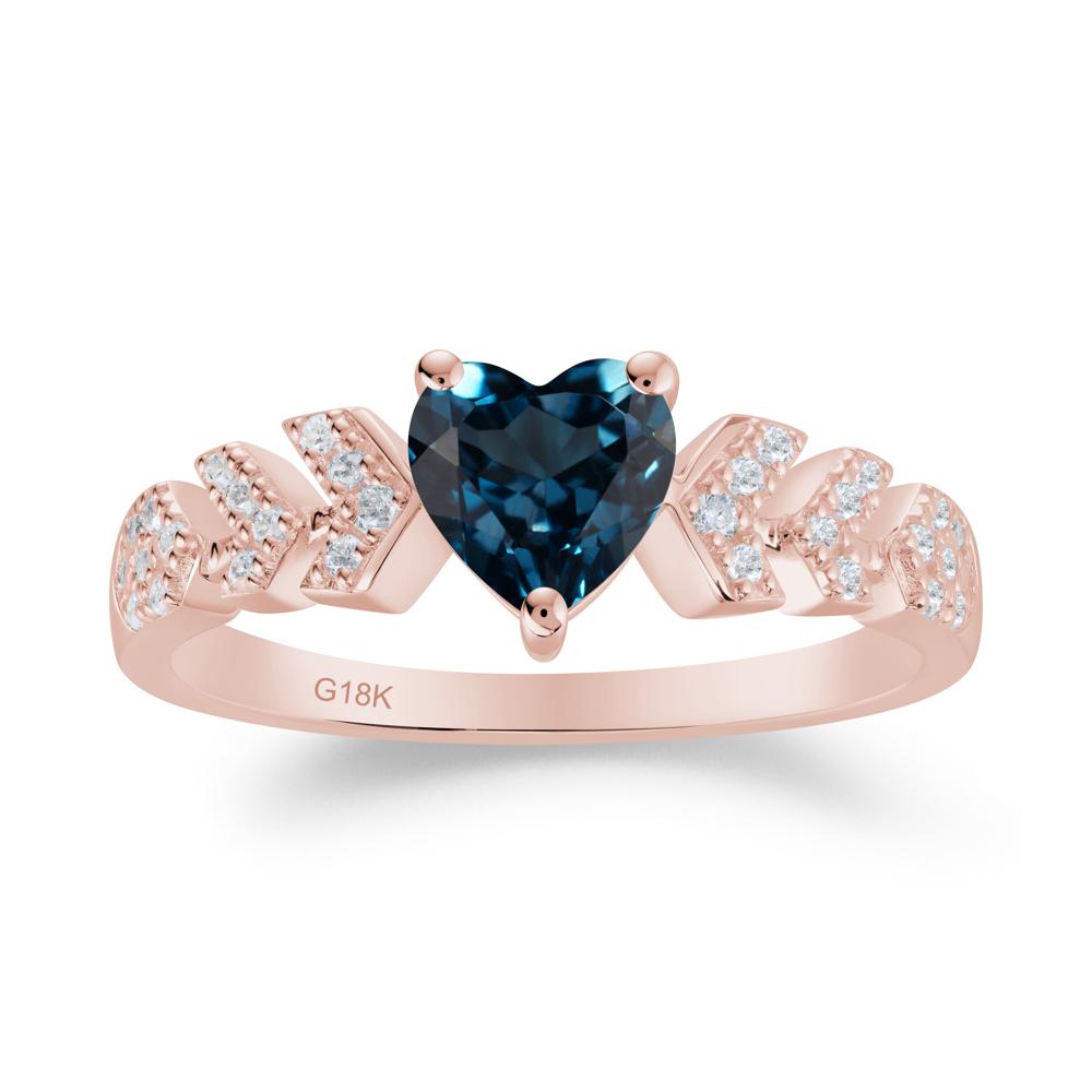 Cupid Arrow Heart London Blue Topaz Promise Ring - LUO Jewelry #metal_18k rose gold