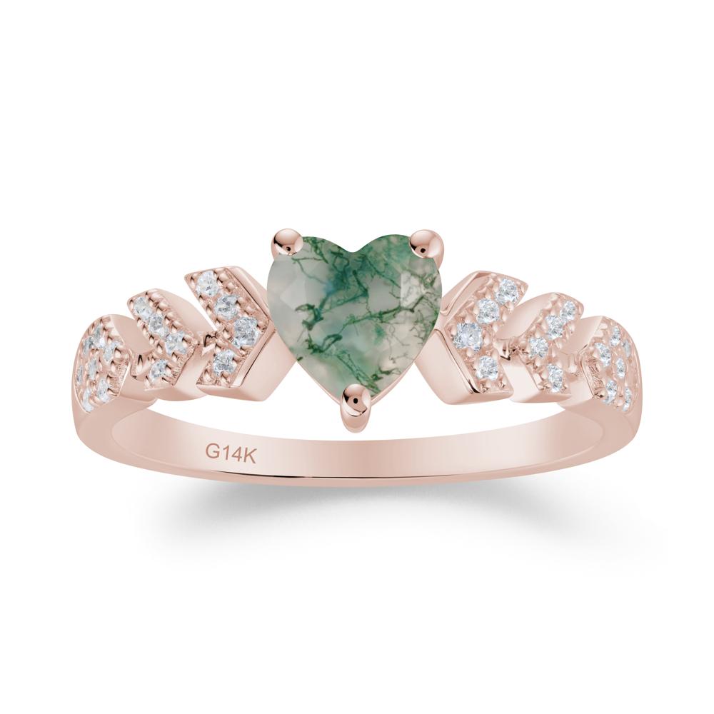 Cupid Inspired Heart Moss Agate Wedding Ring - LUO Jewelry #metal_14k rose gold