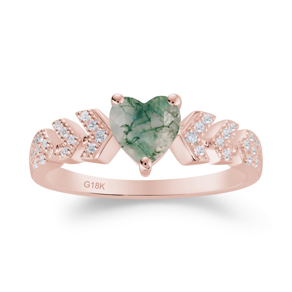 Cupid Inspired Heart Moss Agate Wedding Ring - LUO Jewelry #metal_18k rose gold