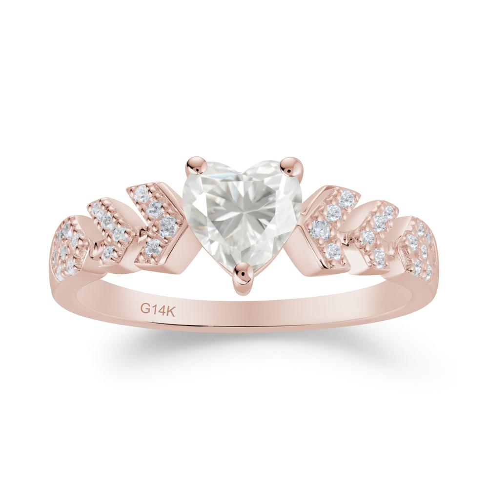Cupid Arrow Heart Moissanite Promise Ring - LUO Jewelry #metal_14k rose gold
