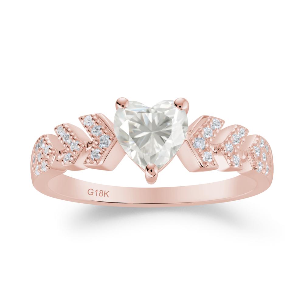 Cupid Arrow Heart Moissanite Promise Ring - LUO Jewelry #metal_18k rose gold