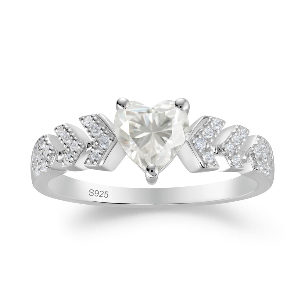 Cupid Arrow Heart Moissanite Promise Ring - LUO Jewelry #metal_sterling silver