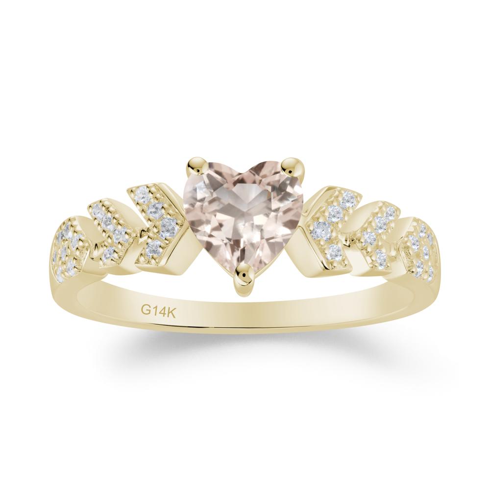 Cupid Inspired Heart Morganite Wedding Ring - LUO Jewelry #metal_14k yellow gold
