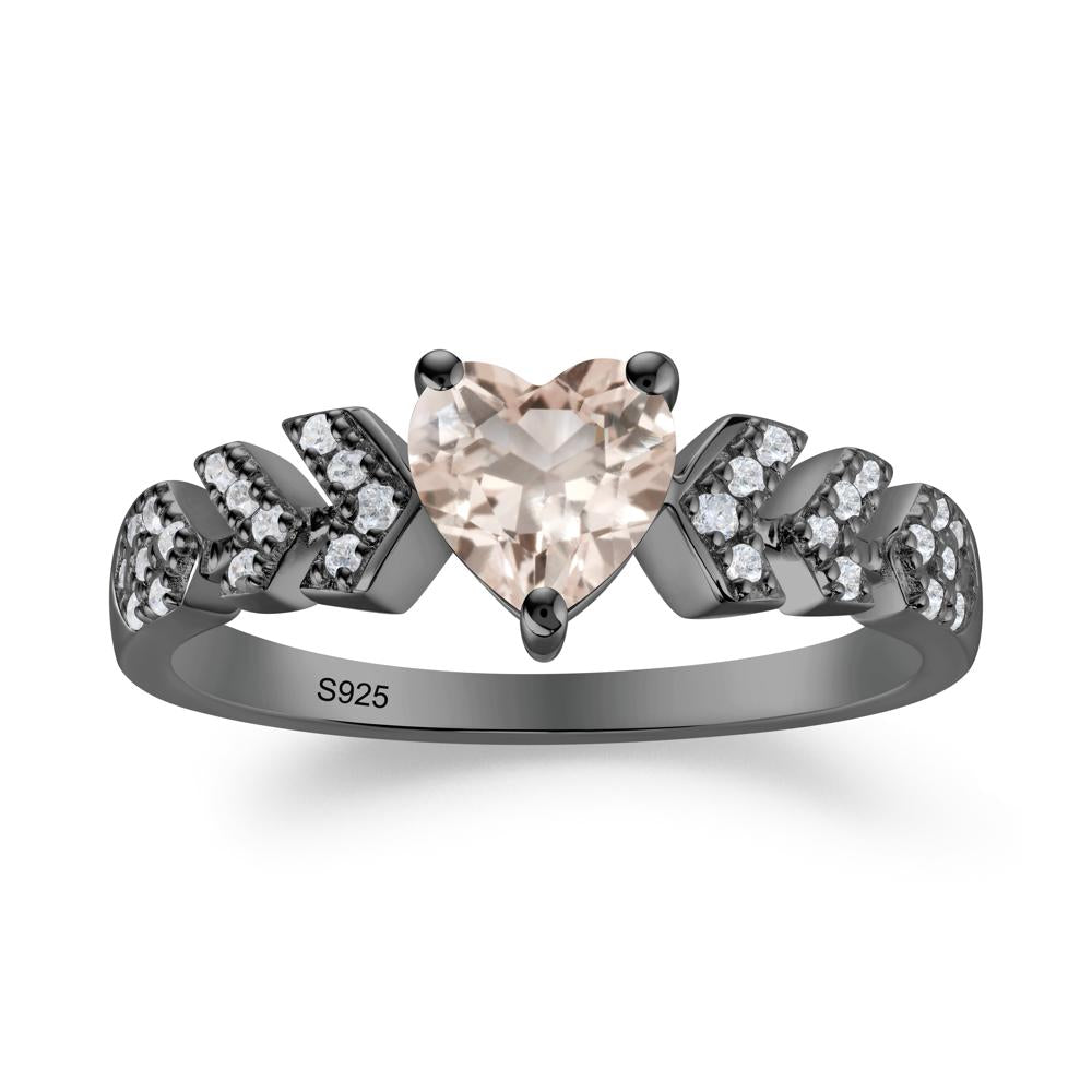 Cupid Inspired Heart Morganite Wedding Ring - LUO Jewelry #metal_black finish sterling silver
