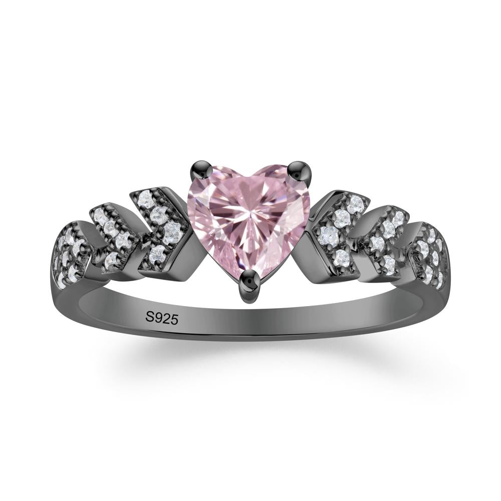 Romantic Heart Cut Pink Cubic Zirconia Statement Ring - LUO Jewelry #metal_black finish sterling silver