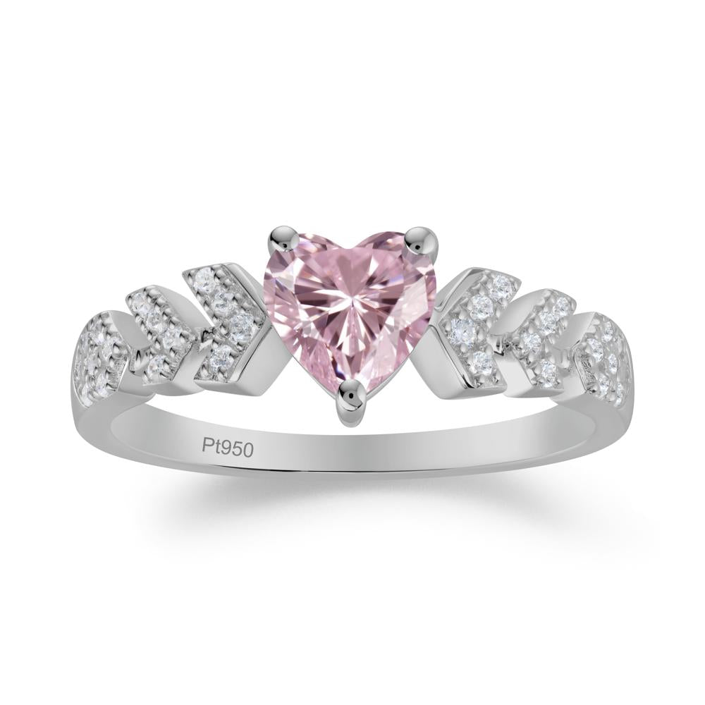 Romantic Heart Cut Pink Cubic Zirconia Statement Ring - LUO Jewelry #metal_platinum