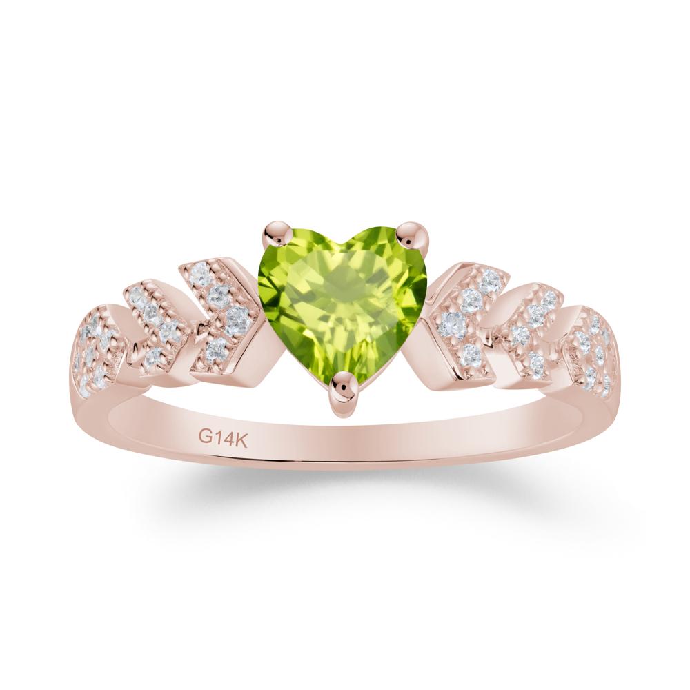 Cupid Inspired Heart Peridot Wedding Ring - LUO Jewelry #metal_14k rose gold