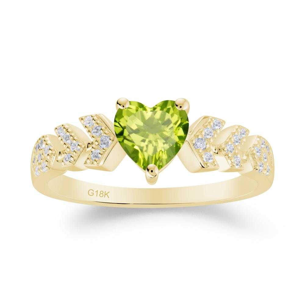 Cupid Inspired Heart Peridot Wedding Ring - LUO Jewelry #metal_18k yellow gold