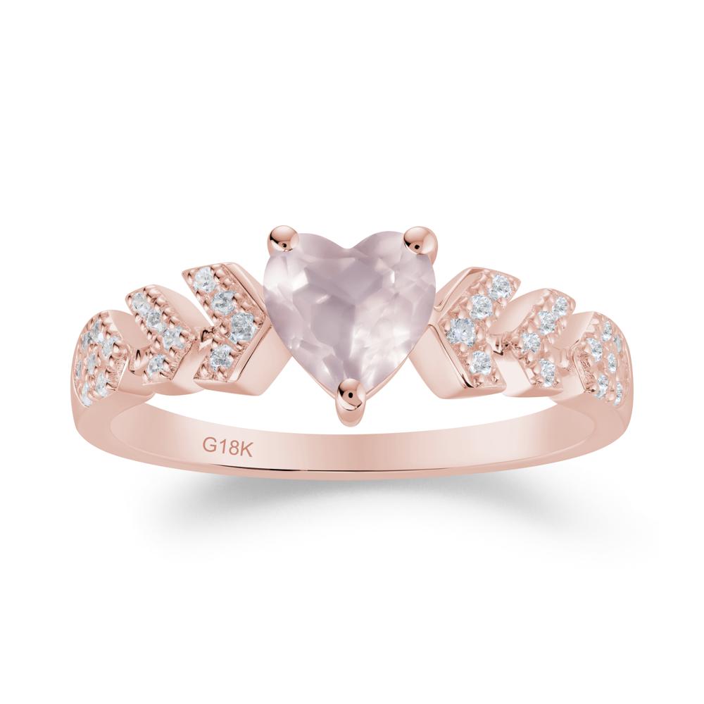 Cupid Arrow Heart Rose Quartz Promise Ring - LUO Jewelry #metal_18k rose gold