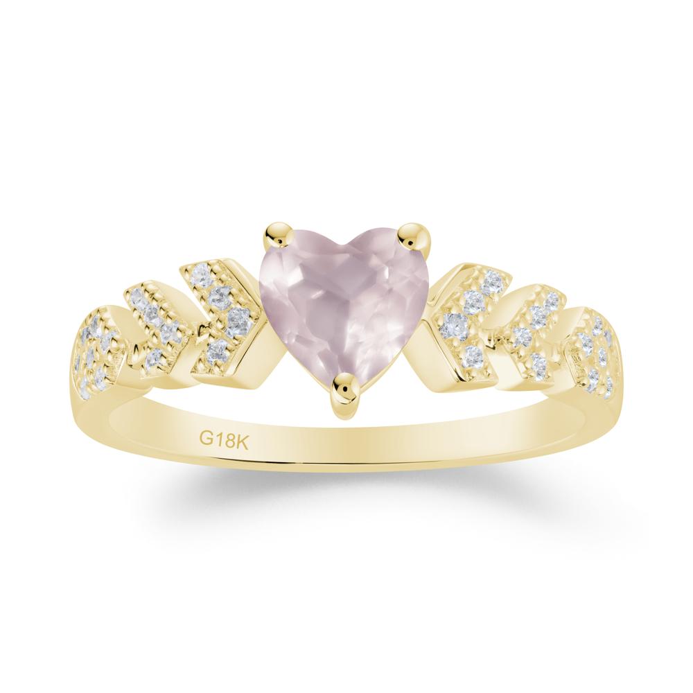 Cupid Arrow Heart Rose Quartz Promise Ring - LUO Jewelry #metal_18k yellow gold