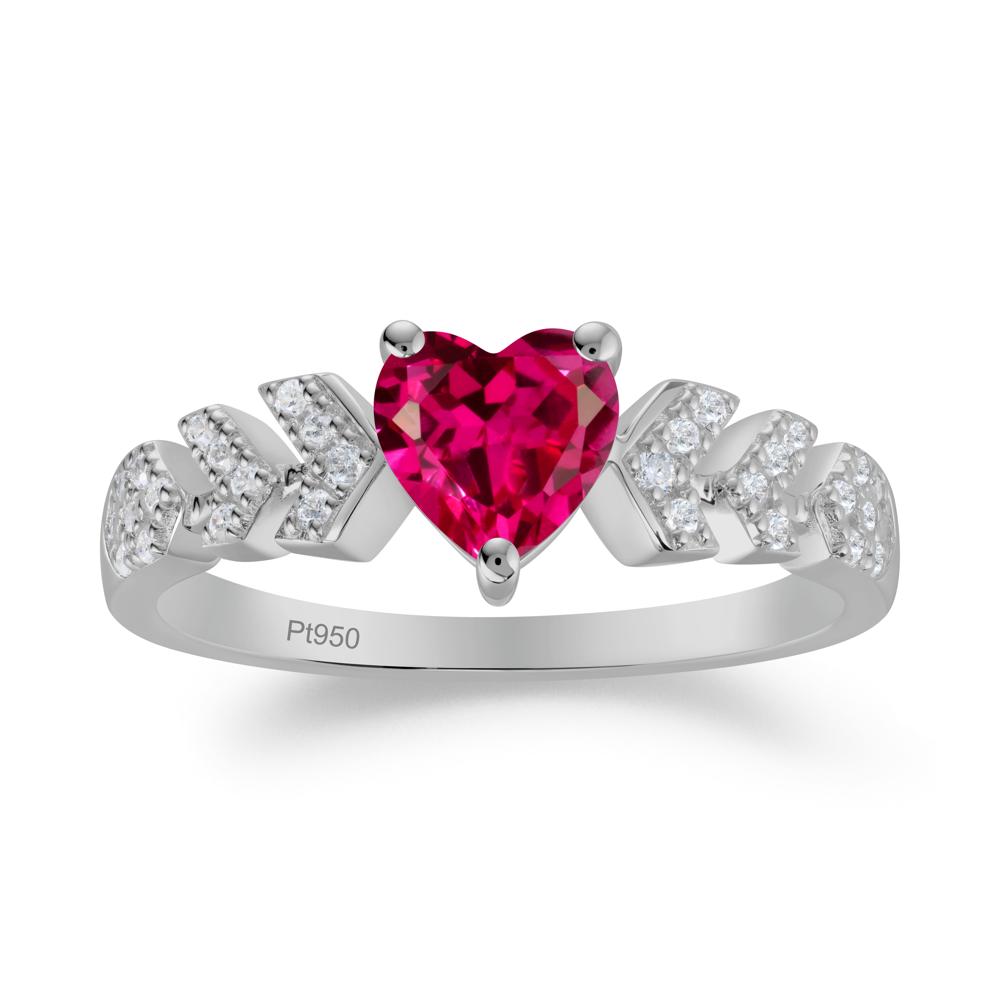 Cupid Inspired Heart Ruby Wedding Ring - LUO Jewelry #metal_platinum