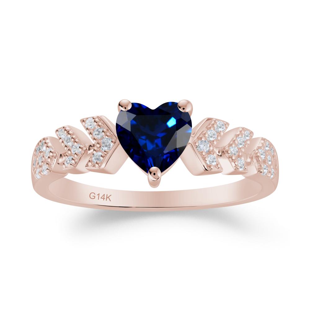 Cupid Inspired Heart Sapphire Wedding Ring - LUO Jewelry #metal_14k rose gold