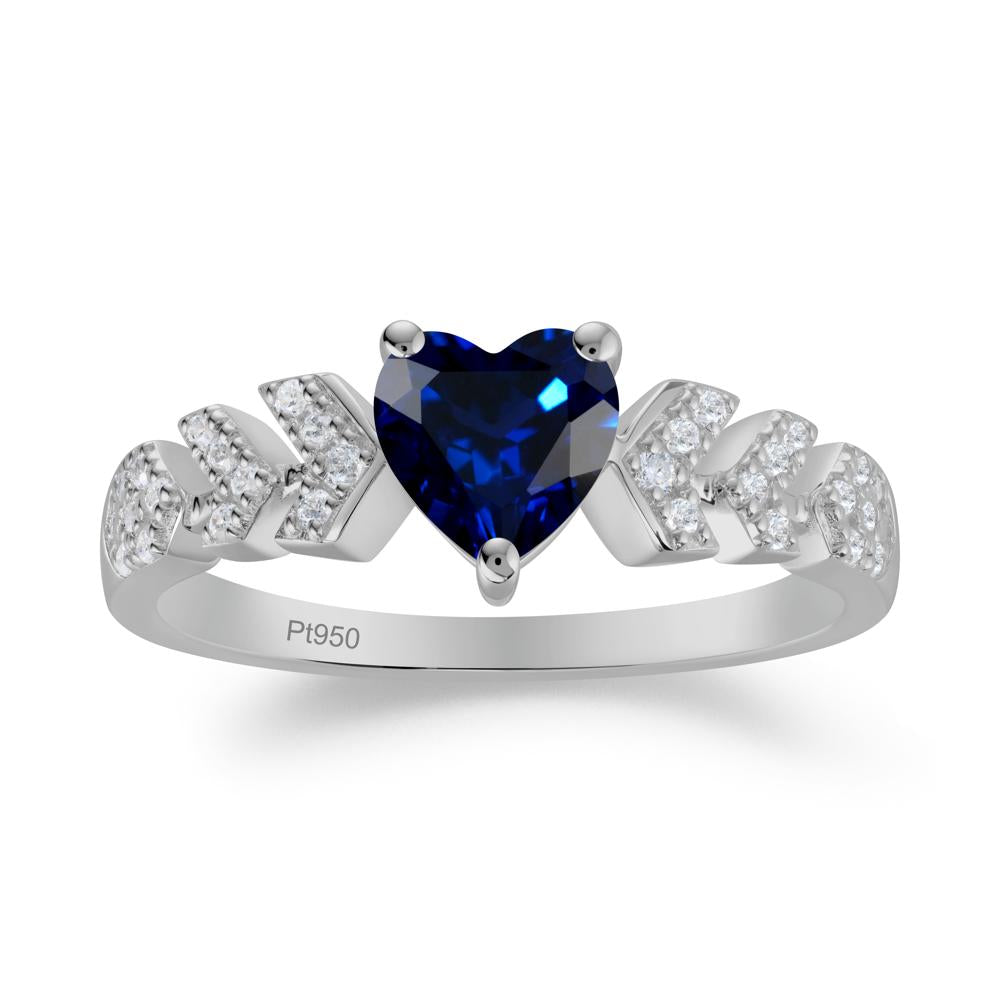 Cupid Inspired Heart Sapphire Wedding Ring - LUO Jewelry #metal_platinum