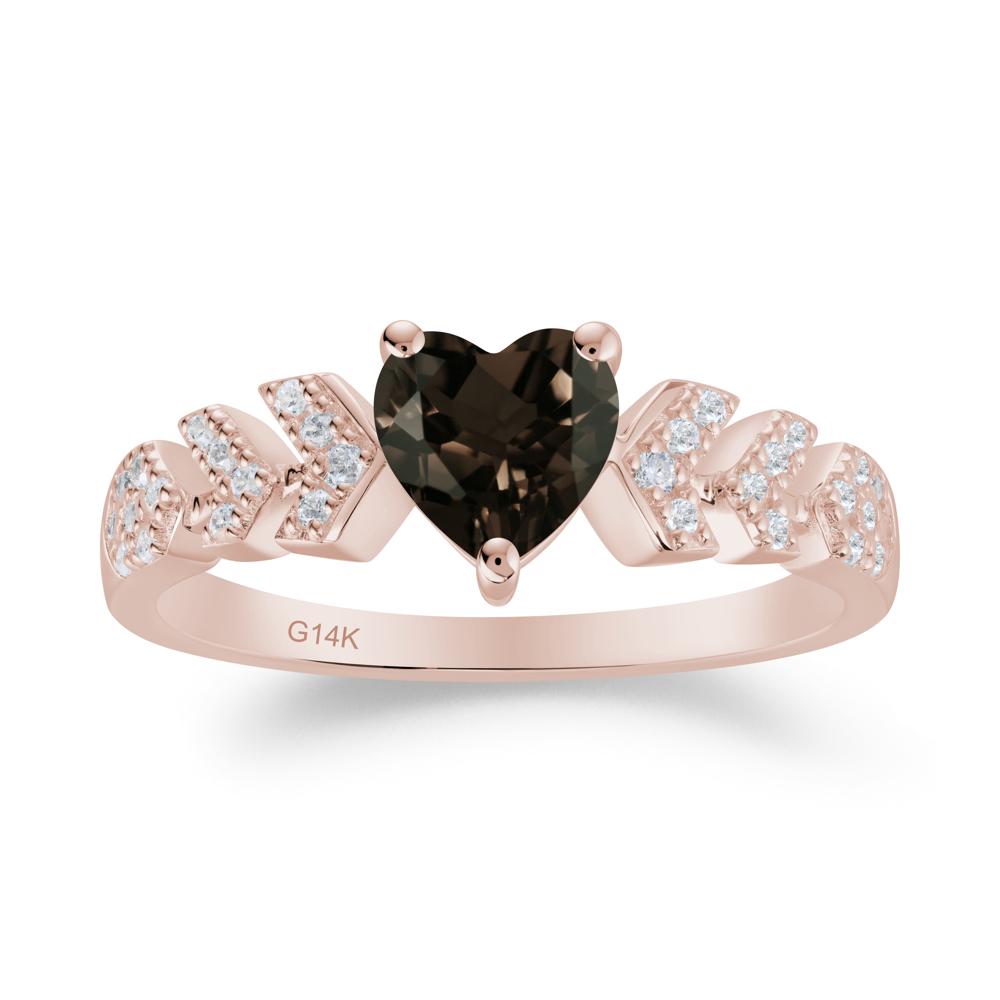 Cupid Arrow Heart Smoky Quartz Promise Ring - LUO Jewelry #metal_14k rose gold