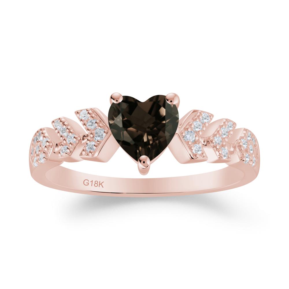 Cupid Arrow Heart Smoky Quartz Promise Ring - LUO Jewelry #metal_18k rose gold