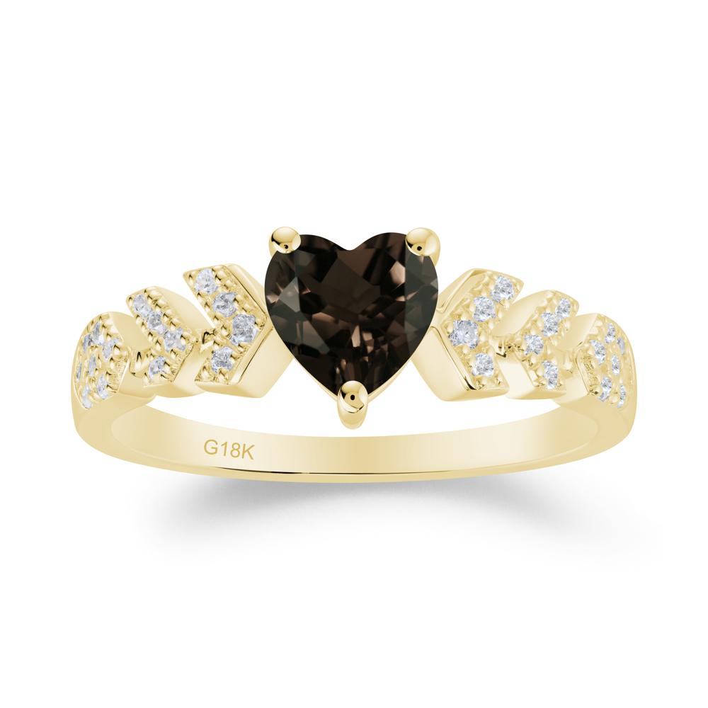 Cupid Arrow Heart Smoky Quartz Promise Ring - LUO Jewelry #metal_18k yellow gold