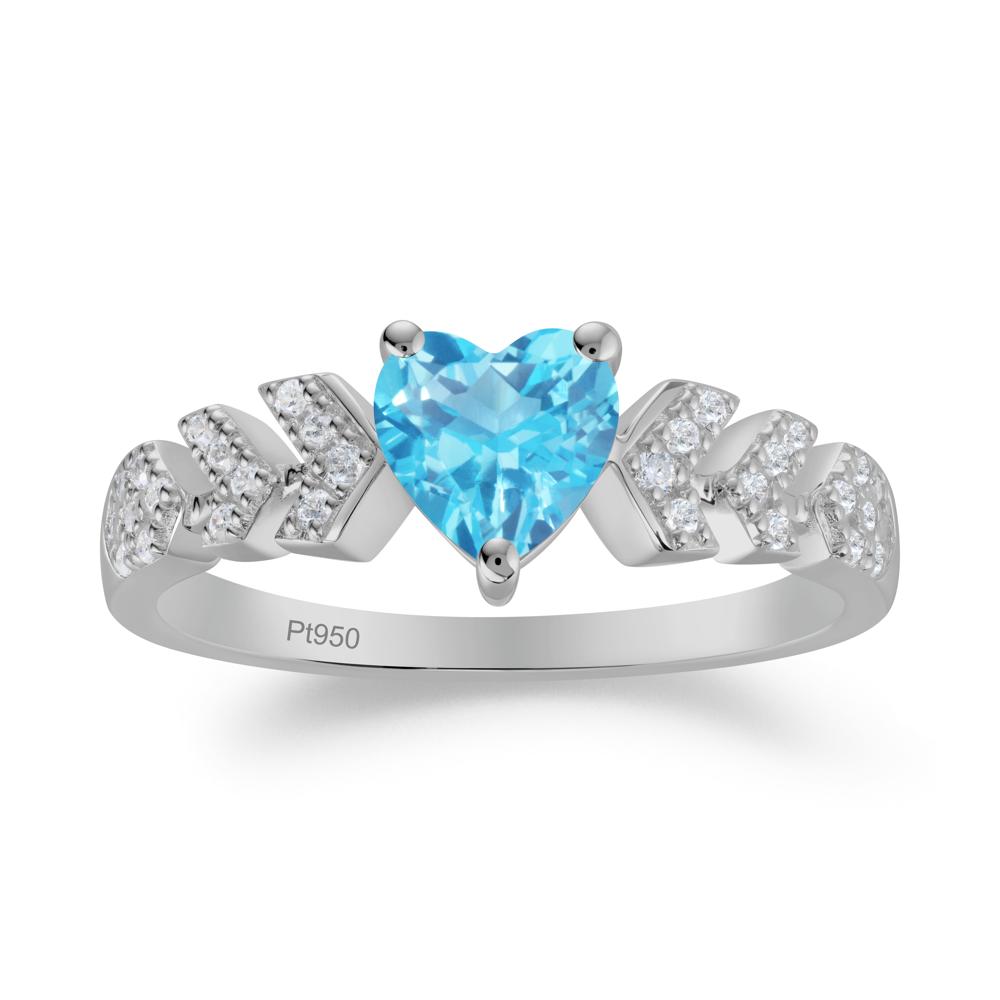 Cupid Inspired Heart Swiss Blue Topaz Wedding Ring - LUO Jewelry #metal_platinum