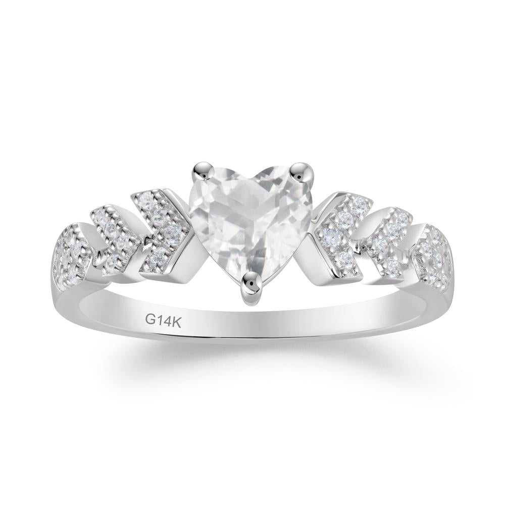 Romantic Heart Cut White Topaz Statement Ring - LUO Jewelry #metal_14k white gold