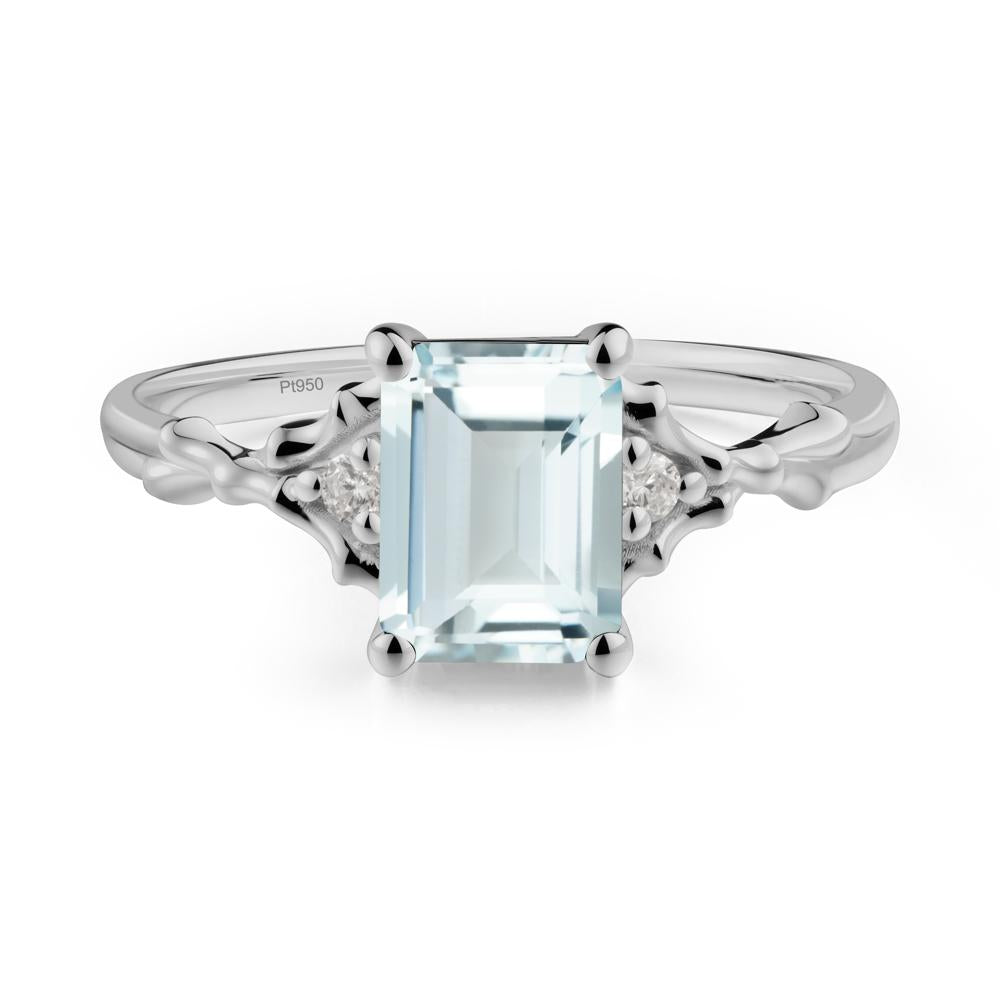 Thorn Twig Emerald Cut Aquamarine Ring - LUO Jewelry #metal_platinum