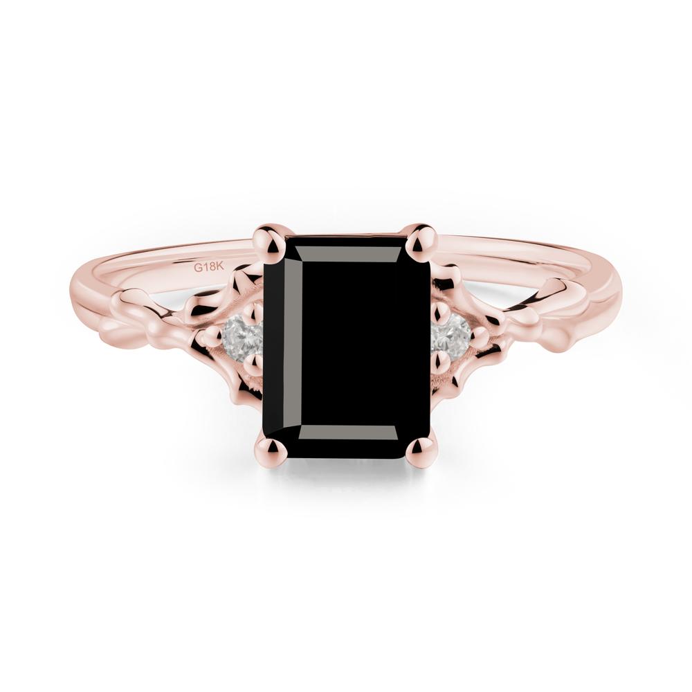 Thorn Twig Emerald Cut Black Spinel Ring - LUO Jewelry #metal_18k rose gold