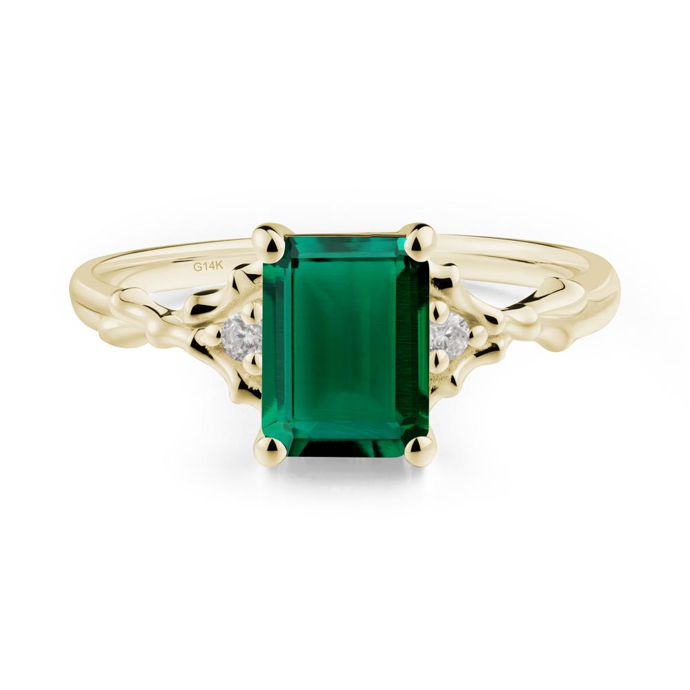 Gothic Thorn Emerald Twist Ring for Her - LUO Jewelry #metal_14k yellow gold