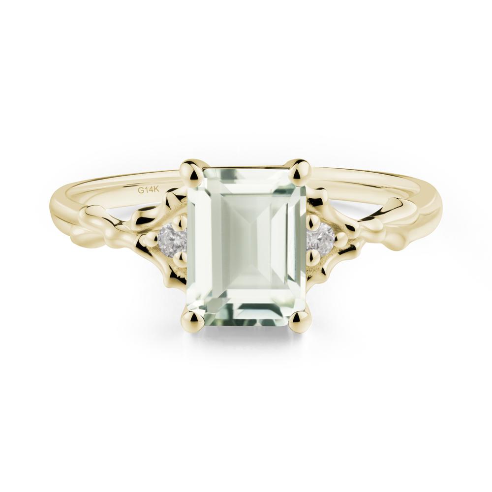 Gothic Thorn Green Amethyst Twist Ring for Her - LUO Jewelry #metal_14k yellow gold