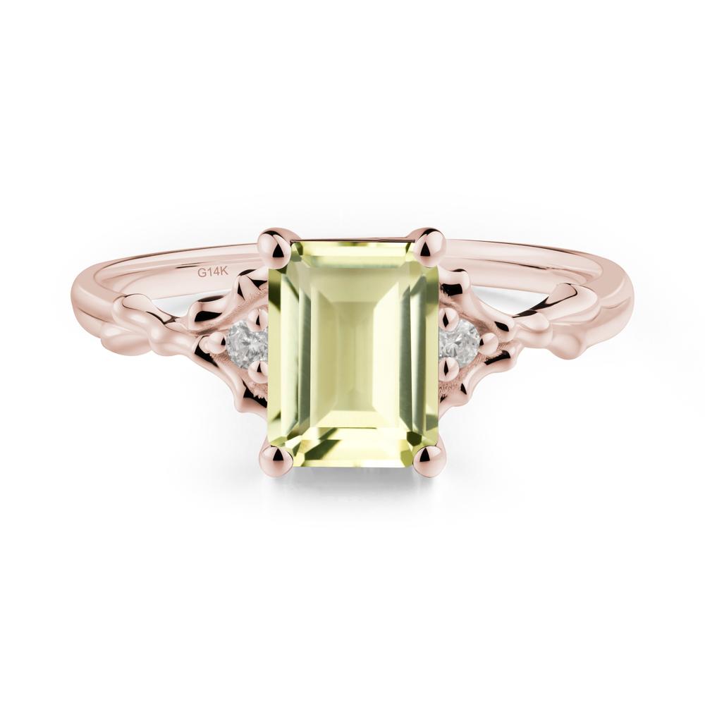 Gothic Thorn Lemon Quartz Twist Ring for Her - LUO Jewelry #metal_14k rose gold