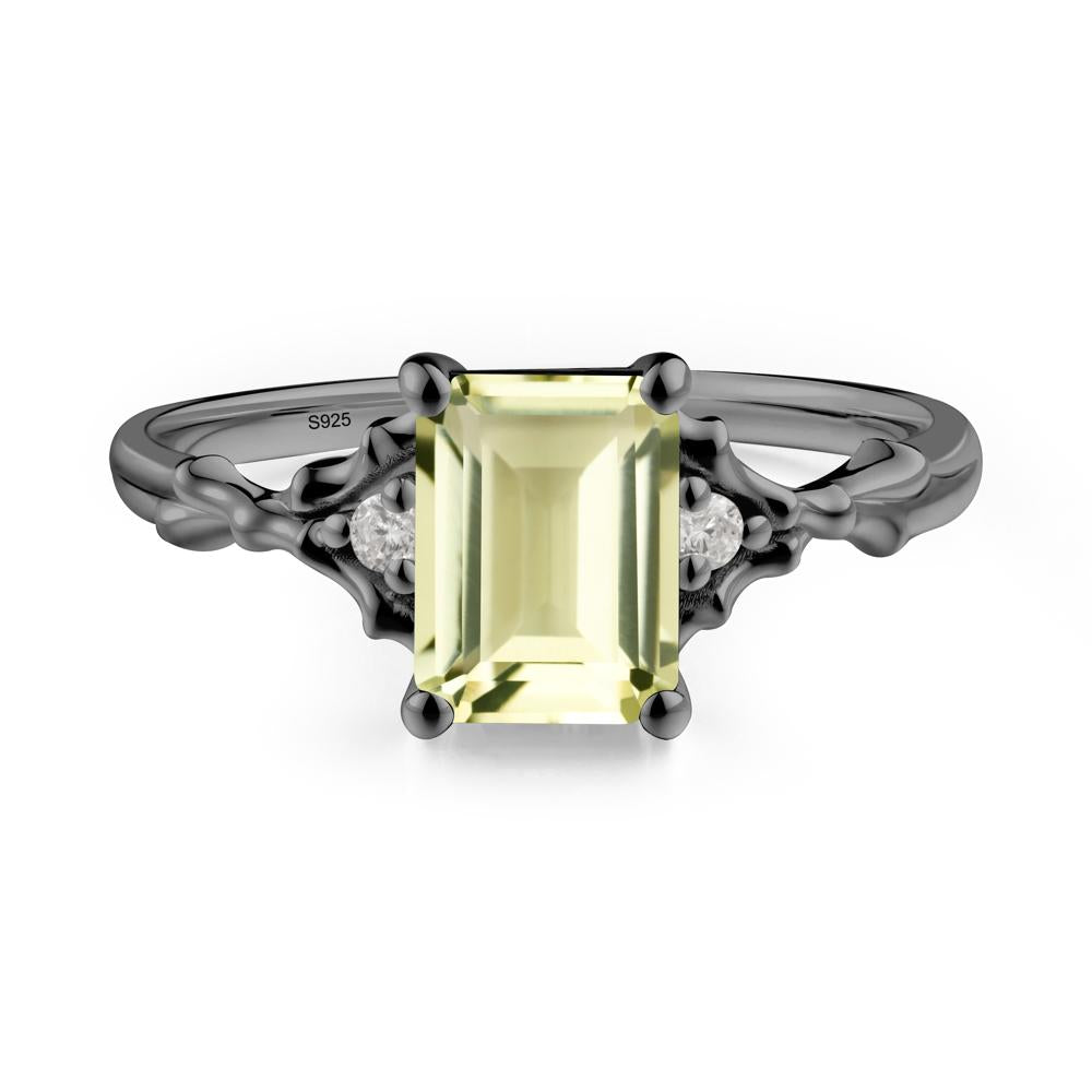 Gothic Thorn Lemon Quartz Twist Ring for Her - LUO Jewelry #metal_black finish sterling silver