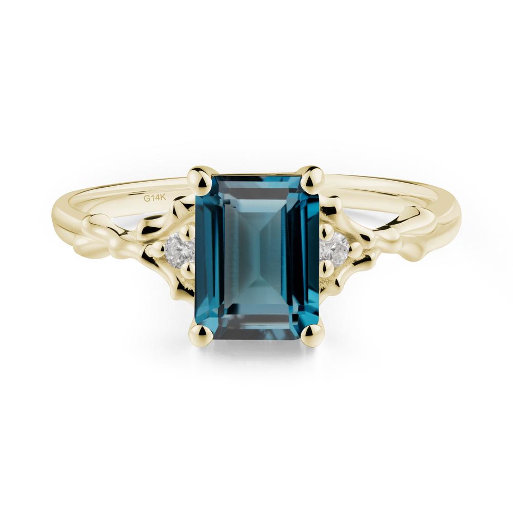 Thorn Twig Emerald Cut London Blue Topaz Ring - LUO Jewelry #metal_14k yellow gold