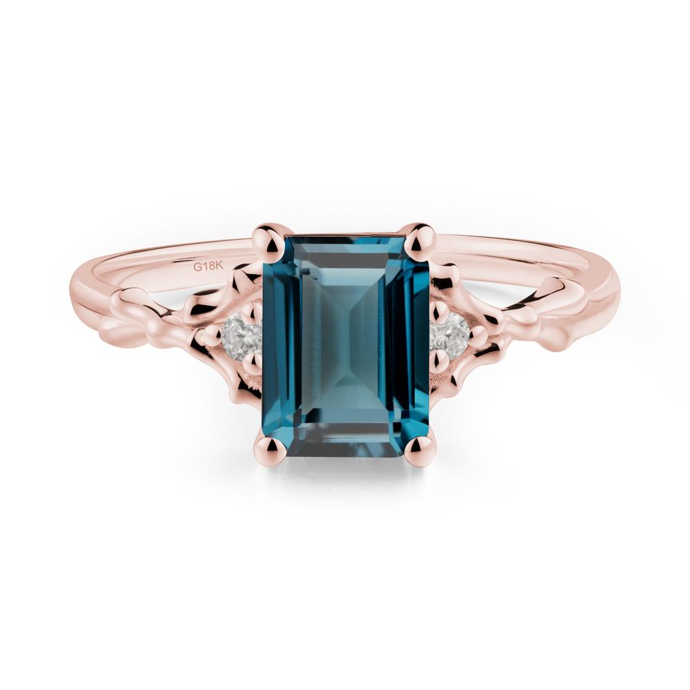 Thorn Twig Emerald Cut London Blue Topaz Ring - LUO Jewelry #metal_18k rose gold