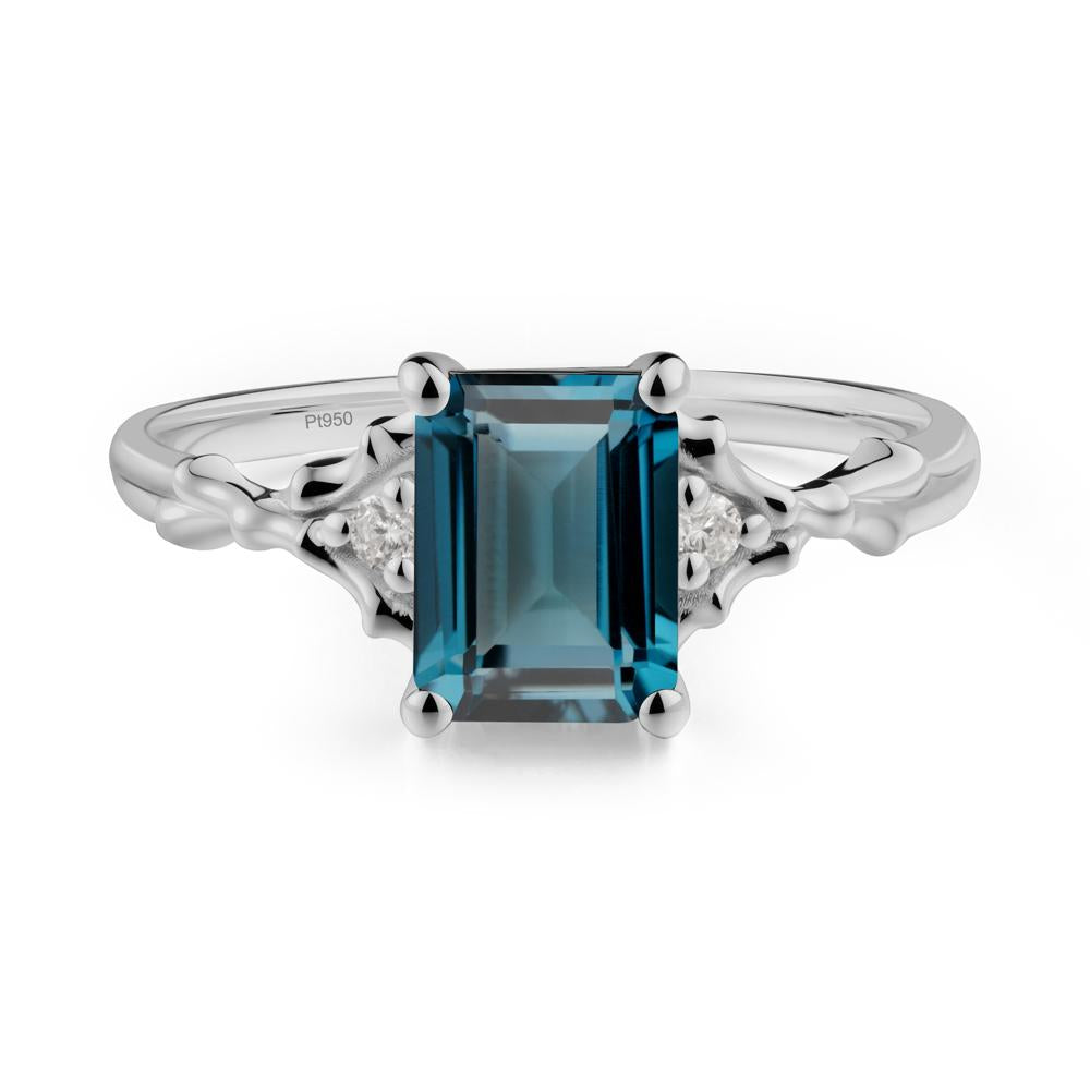 Thorn Twig Emerald Cut London Blue Topaz Ring - LUO Jewelry #metal_platinum