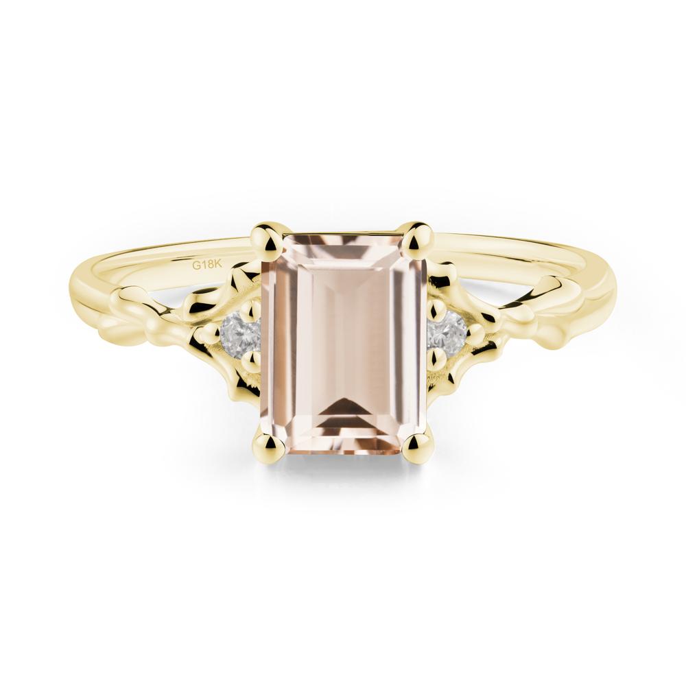 Thorn Twig Emerald Cut Morganite Ring - LUO Jewelry #metal_18k yellow gold