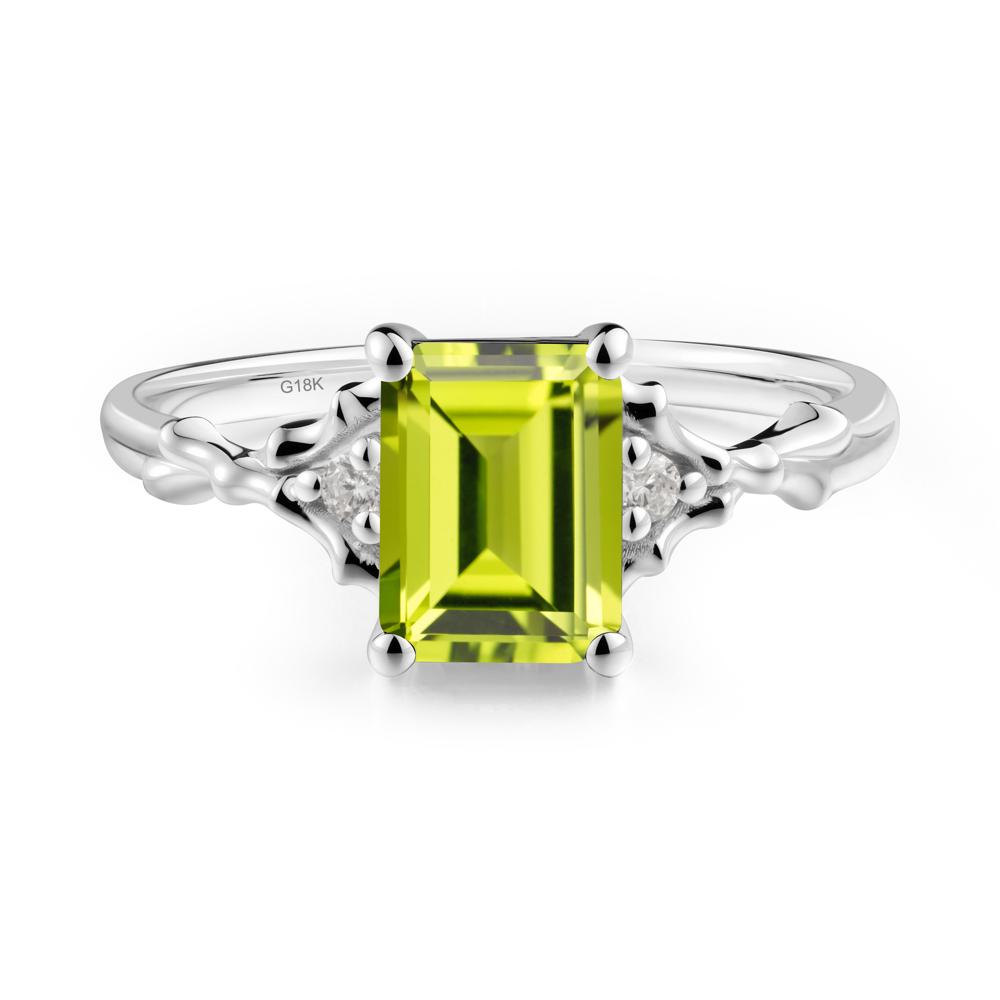 Gothic Thorn Peridot Twist Ring for Her - LUO Jewelry #metal_18k white gold