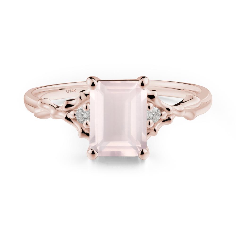 Thorn Twig Emerald Cut Rose Quartz Ring - LUO Jewelry #metal_14k rose gold