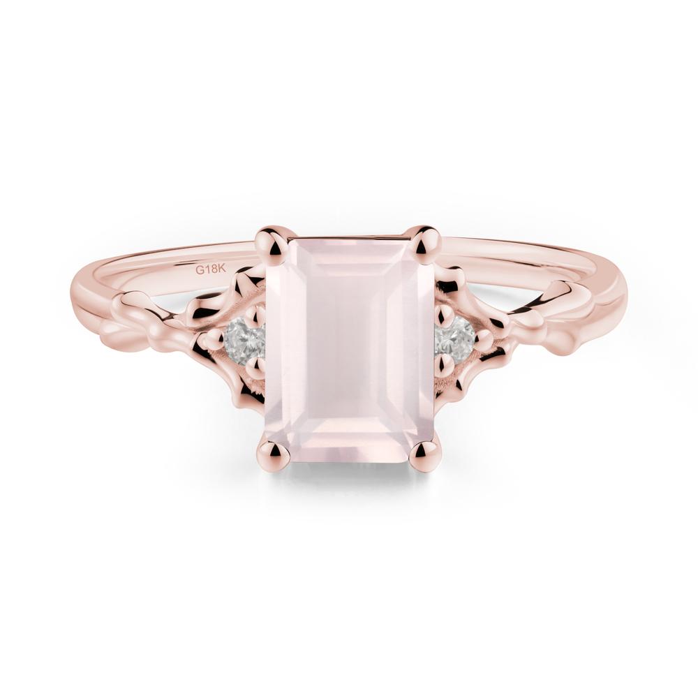 Thorn Twig Emerald Cut Rose Quartz Ring - LUO Jewelry #metal_18k rose gold